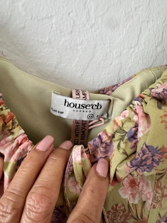 House of CB 'Carmen' Peony Print Bustier Sundress XS New - Picture 9 of 14